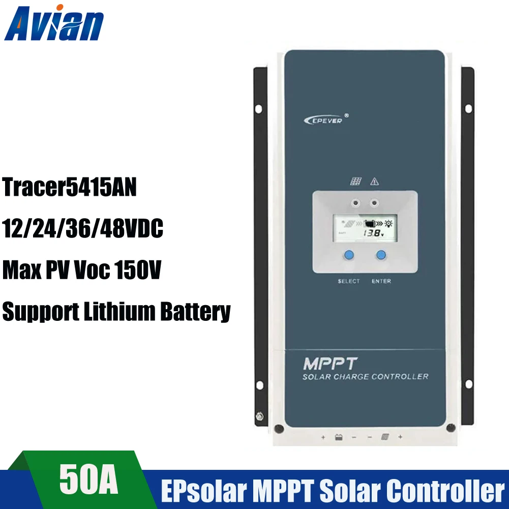 Epever MPPT 50A контроллер солнечного зарядного устройства Tracer5415AN 12V 24V 36V 48V авто Макс 150V