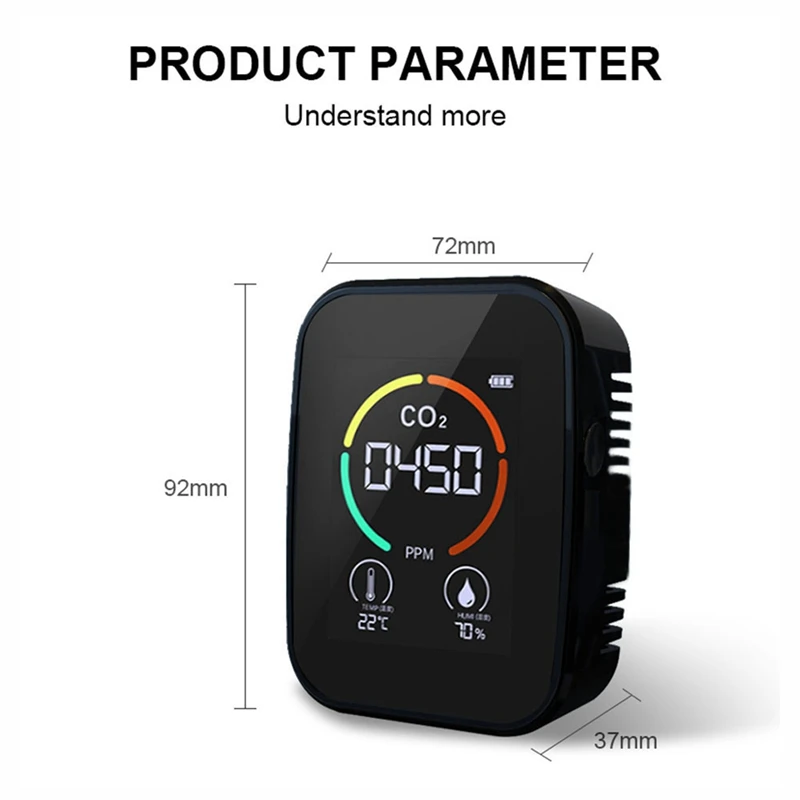 Air Quality Monitor CO2 Meter Indoor Temperature and Relative Humidity for Home Office | Инструменты