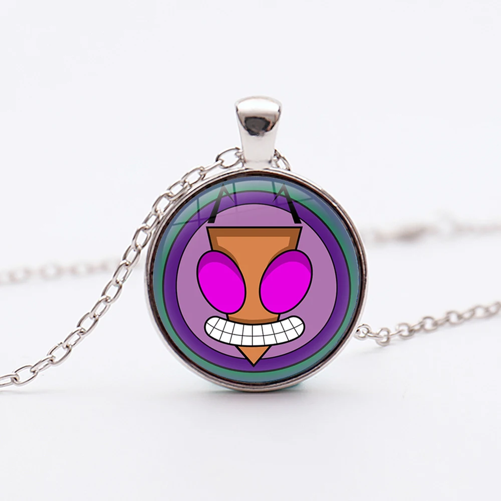 

Fashion Necklace Alien Invader Pendants Anime Cosplay Zim Glass Dome Cabochon Figures Pendant Accessories For Women Gift