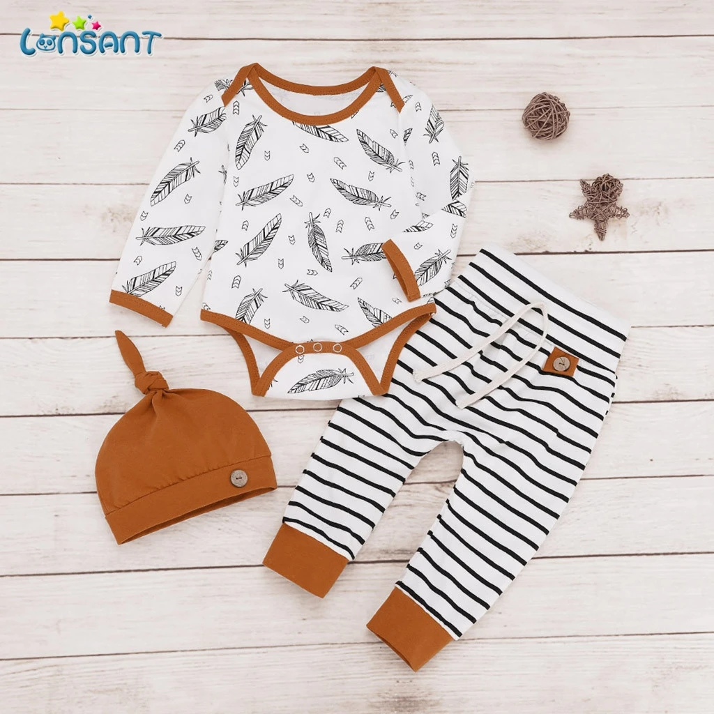 Комплект одежды для новорожденных из 3 предметов с длинным рукавом и