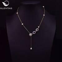 xlentag luxury handmade natural freshwater pearl layered necklace wide moon necklaces women anime angle bohemian jewelry gn0212