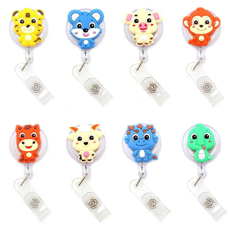 

Small 60cm Silicone Chinese Zodiac Console Retractable Badge Reel Students & Nurse Exhibition Enfermera Name Card ID Card Chest