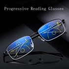 Новейшие прогрессивные Мультифокальные Компьютерные очки для мужчин и женщин, очки для чтения с блокировкой сисветильник, с пружинными шарнирами и диоптриями 1,5