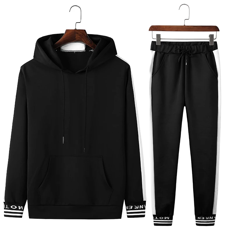 

Hooded Men Sportswear Sets Spring Winter 2020 Casual Tracksuit Men Two Piece Suit Hoodies Sweatshirt + Sweatpants Male Sweatsuit