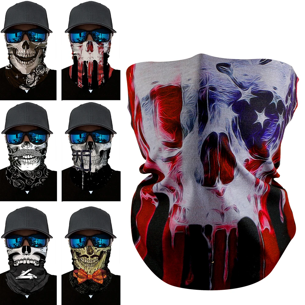 

1pc Seamless Camo Skull Tactical Neck Gaiter Face Head Cover Outdoor Sports Head Bandana Shield Headband Headwear Bandanas