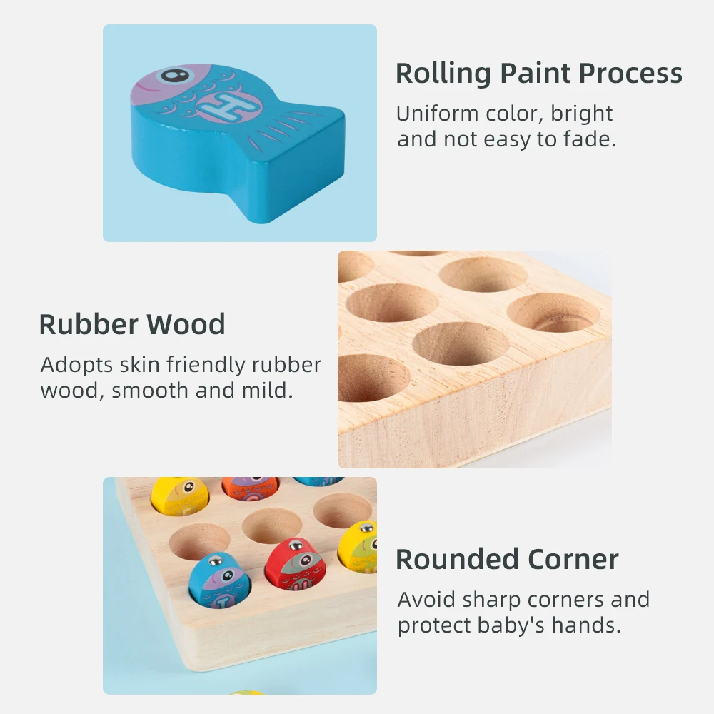 

Wooden Magnetic Fishing Game Montessori Number & Letter Cognition Fine Motor Training Preschool Education for Children Age 3+