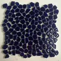 11 PCS Dark Navy Blue Ceramic Mosaic Kitchen Backsplash Tile Bathroom Porcelain Wall Floor Tiles SSD024