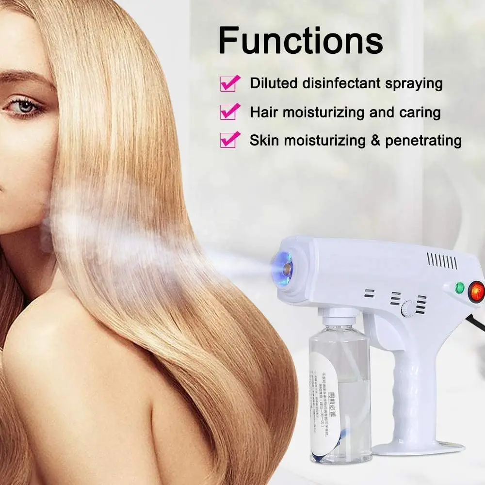 

1200w Handheld Atomization Disinfection Fog Machine Stage Smoke Machine Blue Light Nano Steam Gun Hair Spray Machine 220v 110v