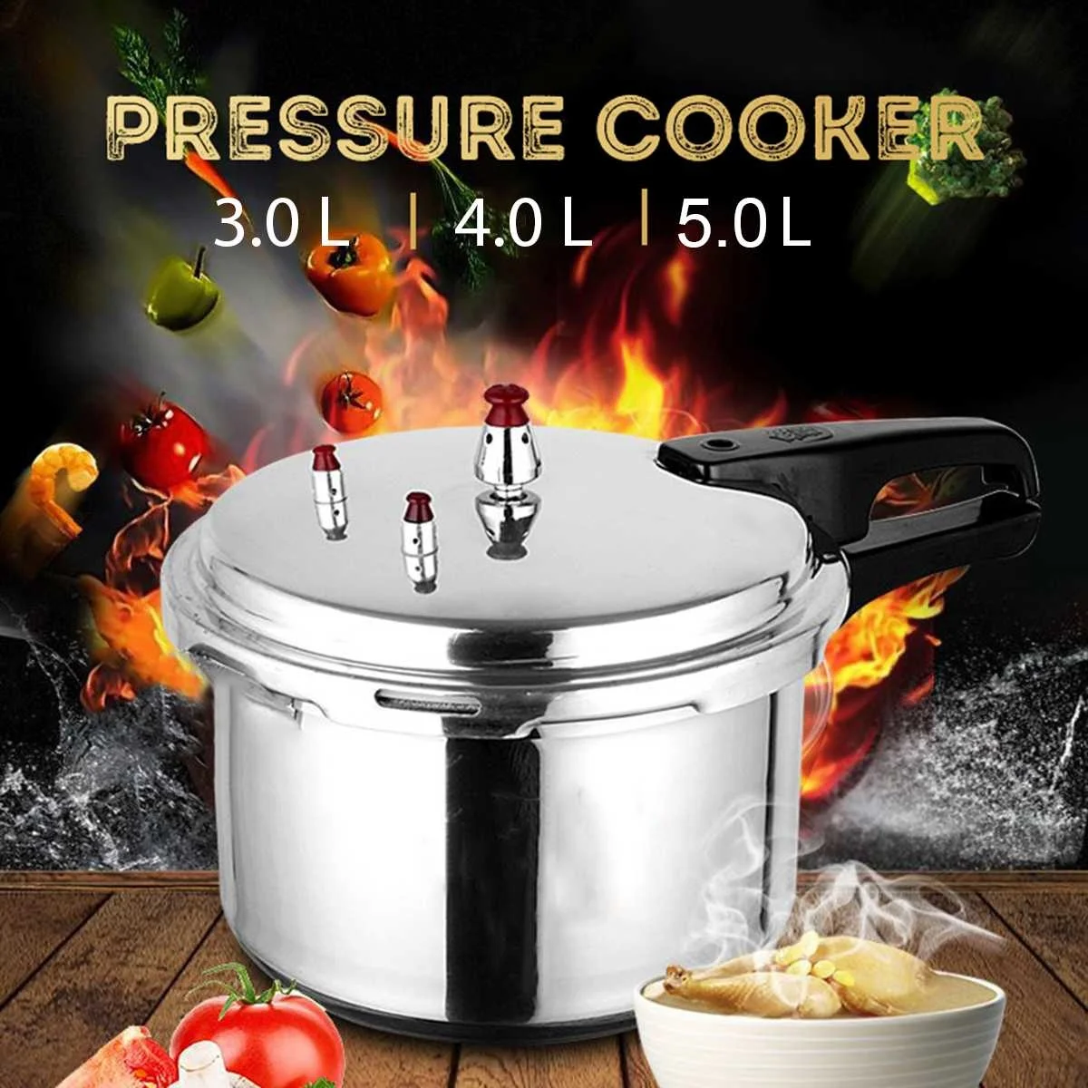 

Kitchen Pressure Cooker Cookware Soup Meats Pot 18/20/22cm Gas Stove/Open Fire Pressure Cooker Outdoor Camping Cook Tool Steamer