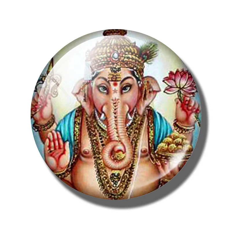 PACK OF 1 Ганеша магнит на холодильник Сувенирный буддизм, Будда Шакьямуни Индийский Бог Шива Йога Ом 30 мм стекло кабошон, магнитные наклейки на холодильник - Цвет: PACK OF 1