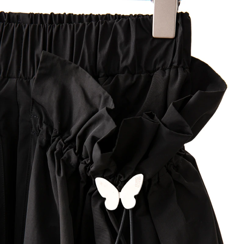 

TWOTWINSTYLE Casual Patchwork Bowknot Short For Women Elastic High Waist Drawstring Loose Shorts Females Summer Fashion 2021 New