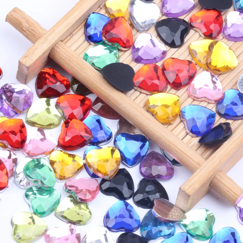 10 мм 50 шт. Ремесло DIY сердце драгоценные камни блестящие плоские грани нормальные