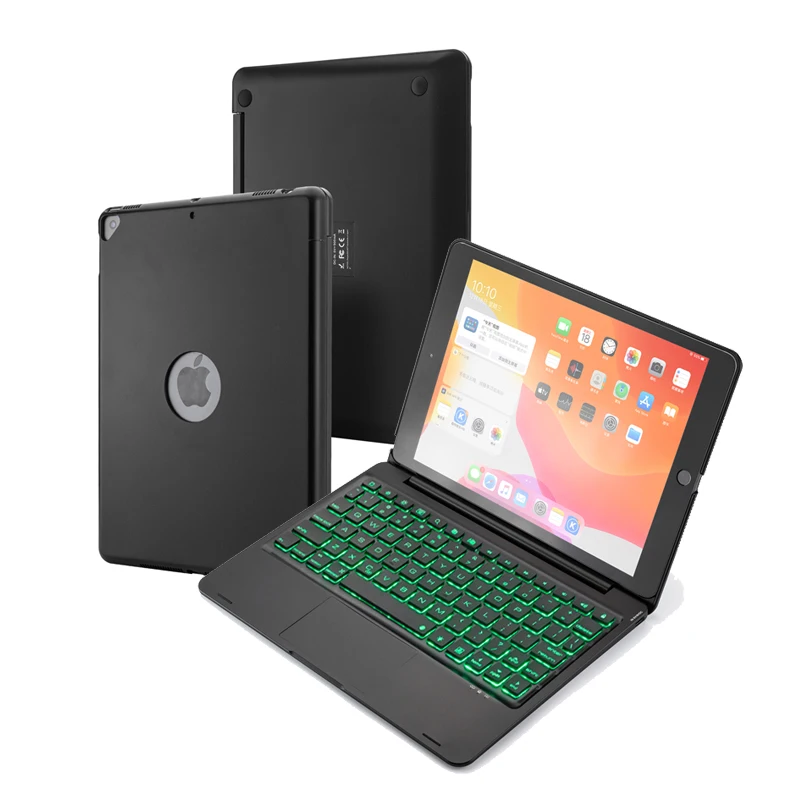 

5.1 Bluetooth Keyboard for iPad 10.2" 2019 & 2020, Touchpad Tablet Keyboard with 7 Color Backlit Case All- In-One Design