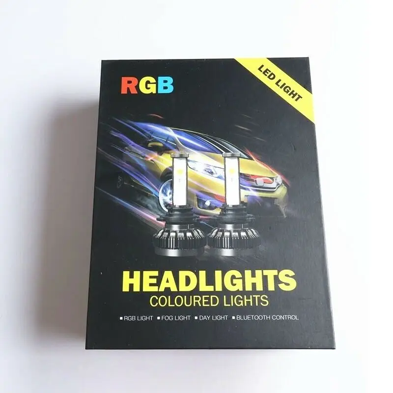 HAOSJ RGB Супер яркий H7 светодиодный фары приложение управления светодиодный комплект H1 H3 H4 светодиодный H7 H11 9005 9006 автомобильные лампы