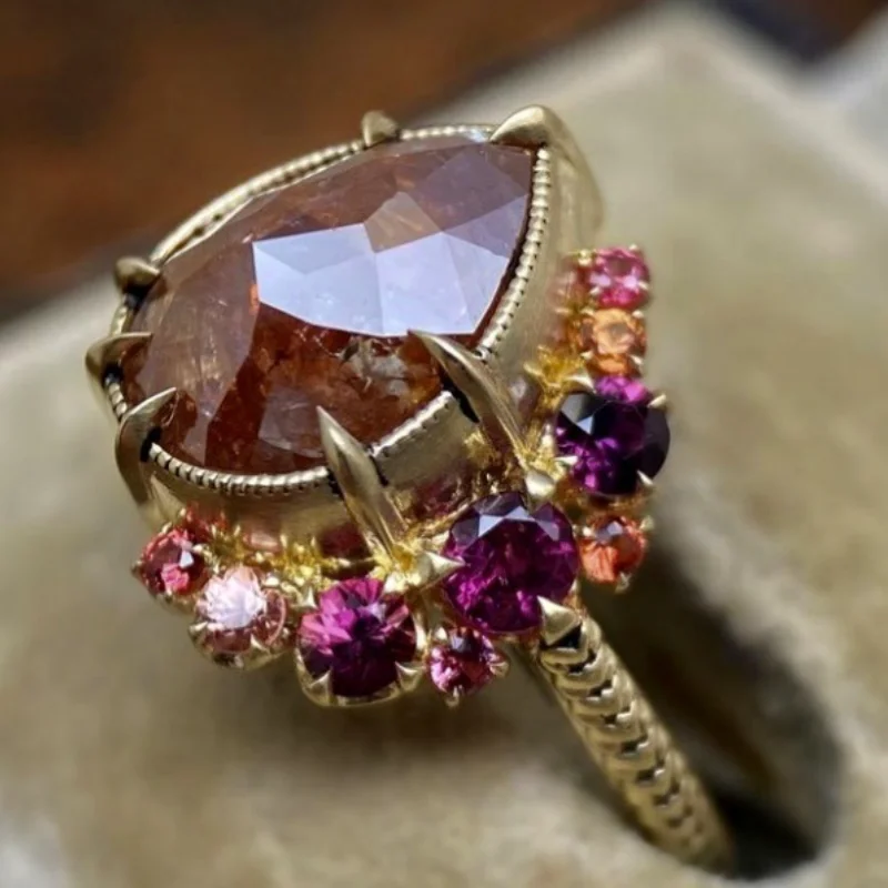 Роскошные винтажные кольца для женщин недорогие с драгоценным камнем в форме