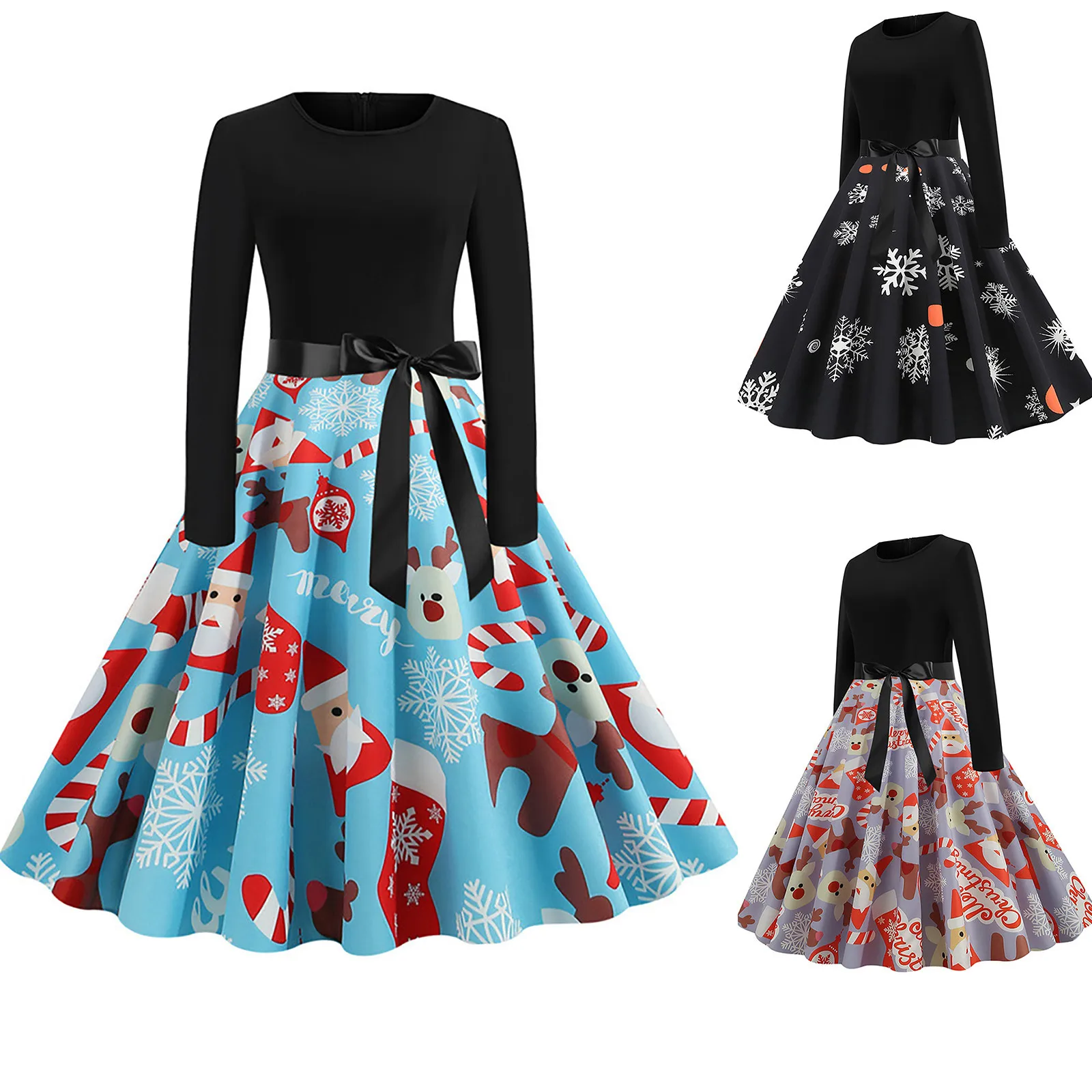 

Женское платье с длинным рукавом junxi WAN, черное Повседневное платье с круглым вырезом, с длинными рукавами, с длинным подолом с длинными рука...