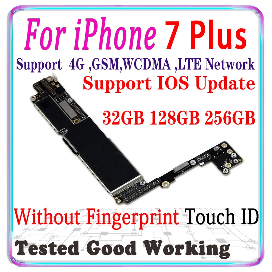 Бесплатный iCloud разблокированный для iPhone 7 Plus 128 ГБ 256 материнская плата с Touch ID