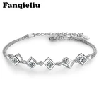 Женский браслет на цепочке Fanqieliu, регулируемый браслет из стерлингового серебра 925 пробы с кристаллами циркония, FQL20168
