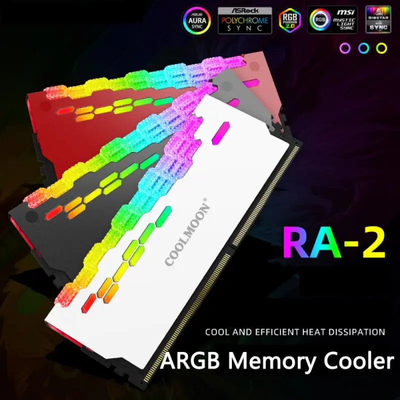 

RA-2 RAM Memory Bank Heat Sink Cooler 5V ARGB Colorful Flashing Heat Spreader For PC Desktop Computer Accessories