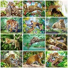 Алмазная 5d-картина HUACAN с леопардовым принтом, полная Алмазная вышивка с животными, ручная работа, подарок