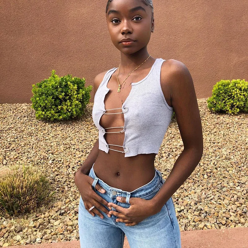 Женский укороченный топ с разрезом спереди NCLAGEN пупком для вечеринки клуба пляжа