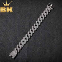 the bling king 20mm miami prong cuban link bracelet 3 row full iced out rhinestones 7inch 8inch bracelet mens hiphop jewelry