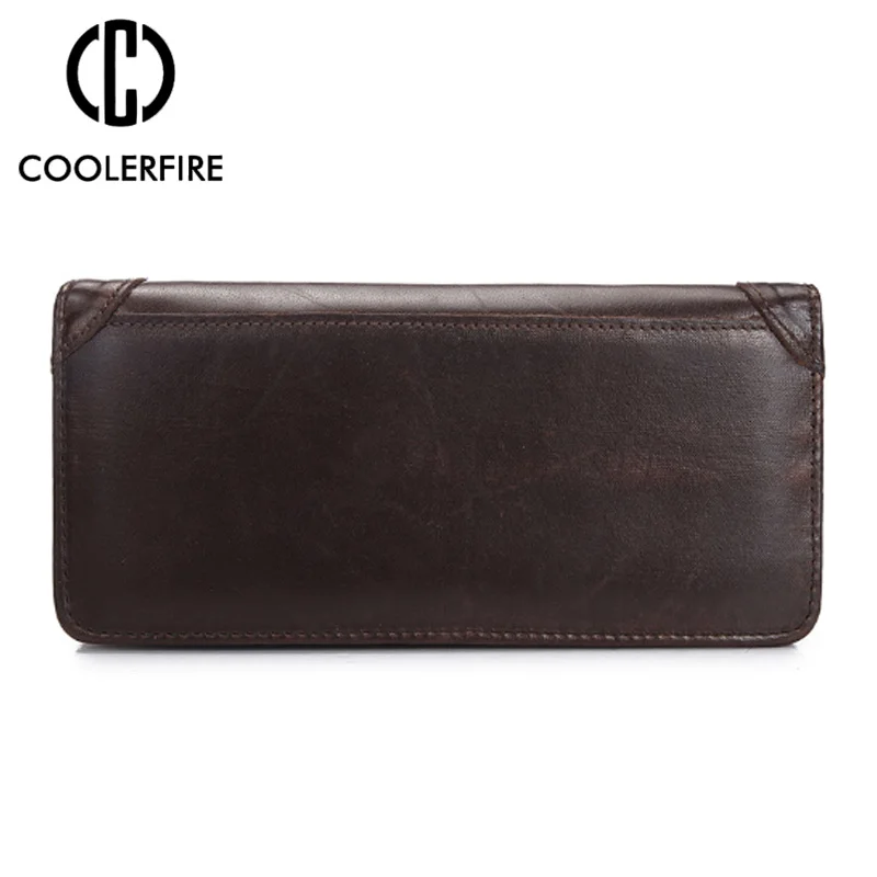 Длинный кошелек из натуральной коровьей кожи для мужчин повседневный клатч портмоне чековой книжки с