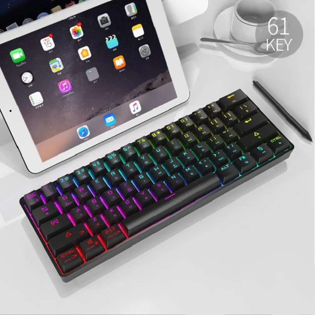 

DK61 Wired Gaming Mechanical Keyboard Wireless USB Dual-mode 61-key RGB Ergonomic Portable Mini Keyboard for Gamer PC Desktop