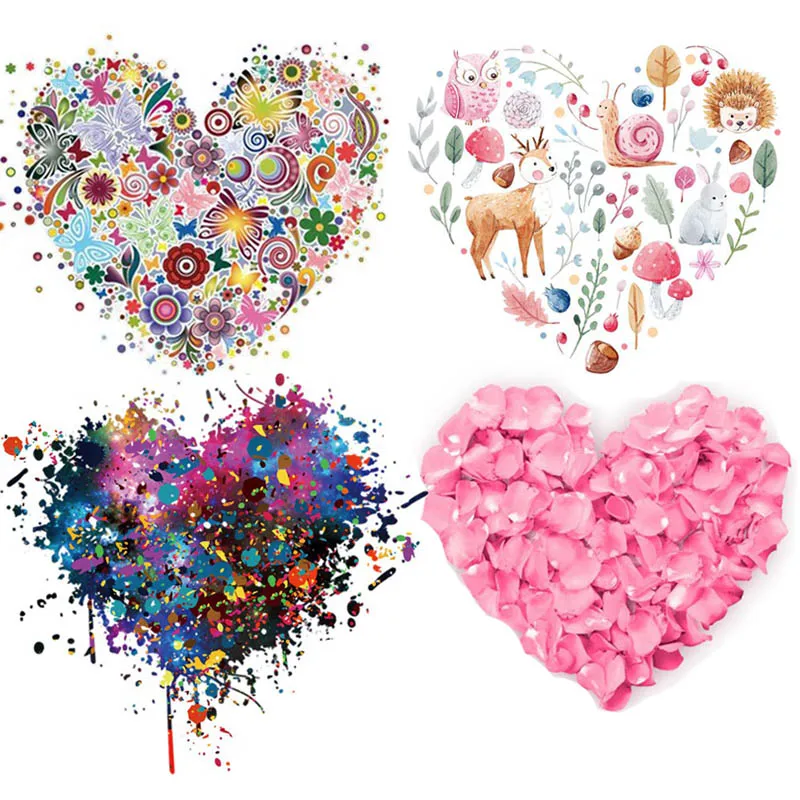 Термотрансферные Мультяшные нашивки сделай сам в форме сердца для одежды