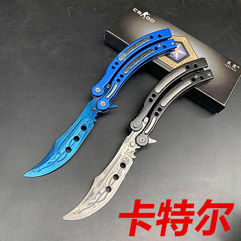 Новый складной нож бабочка CS GO керамбит Учебный подарок балисонг не заточенный