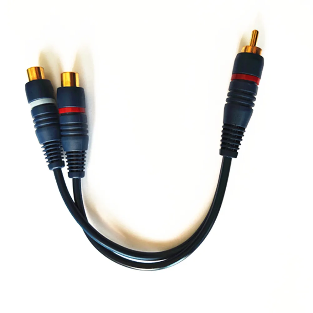 

2 RCA Female to 1 RCA Male Splitter Cable Audio Splitter Distributor Converter Speaker Gold Cable Cord Line cooper Wire