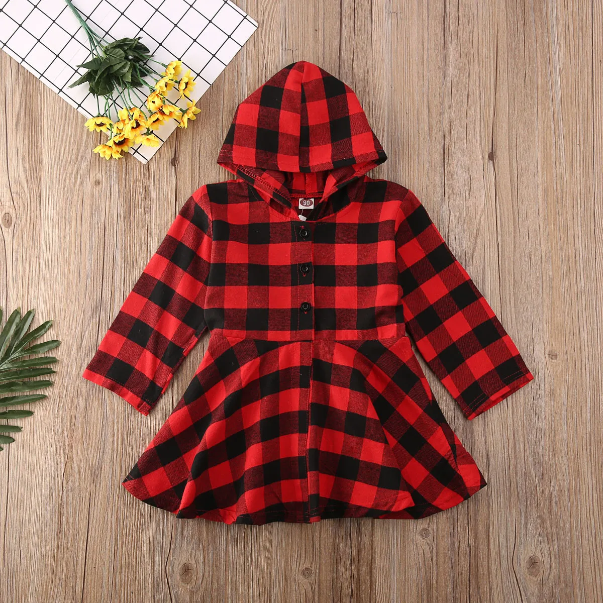 Рождественские платья для маленьких девочек весенний наряд с пуговицами и