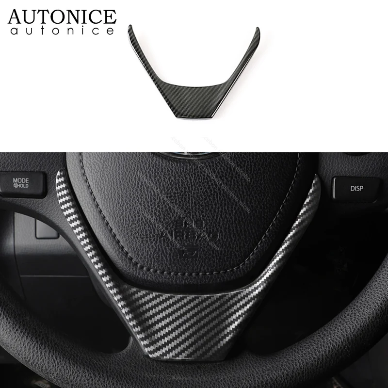 

Carbon fiber color Steering Wheel Frame Decorator Cover for Toyota RAV4 2013 2014 2015 2016 2017 2018