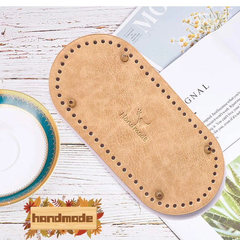 Fast Shipping 12*25cm Long Oval Bottom for Knitted Bag Leather  Accessories Handmade Bottom DIY Crochet Pad  Bag Bottom Handbag
