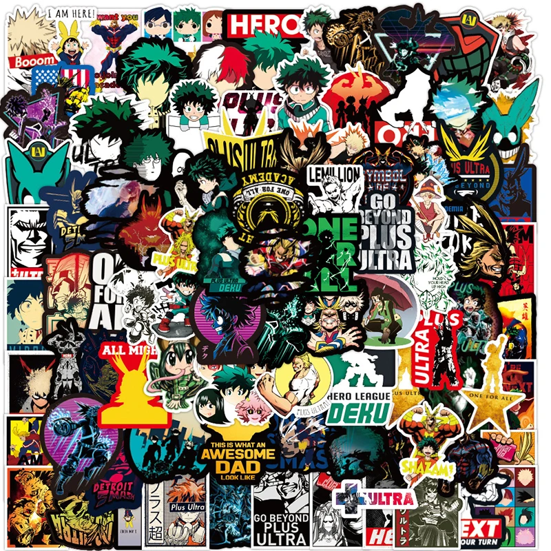 100 шт. мой герой Наклейки Классическая обувь для косплея Аниме стикеры