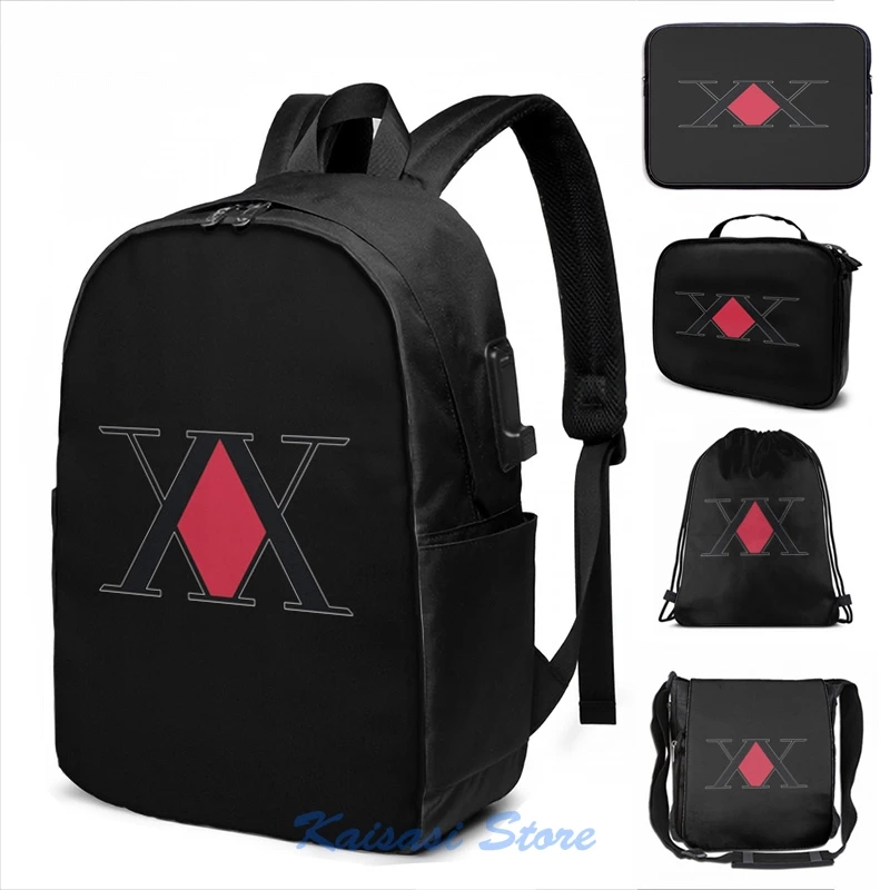 Забавный рюкзак с графическим принтом Hunter X Symbol USB зарядкой мужские школьные