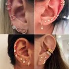 Манжеты для ушей, золотые кресты, не пирсинг, зажимы для ушей, поддельные ювелирные изделия для женщин и мужчин, оптовая продажа, ювелирные изделия, подарки 7 шт.компл. 2021