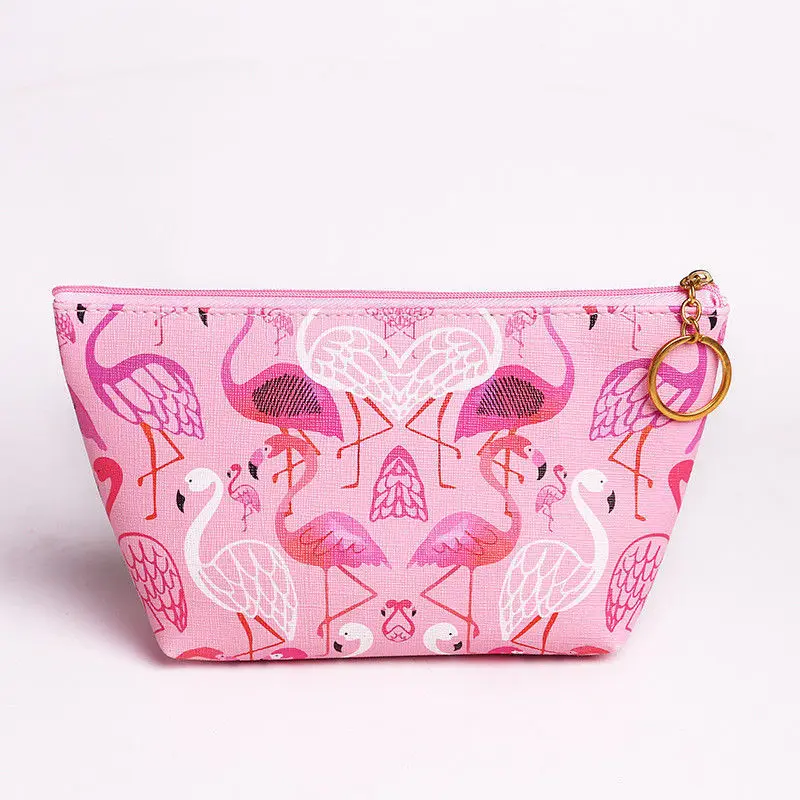Розовый фламинго макияж сумки портативный чехол для хранения монет Путешествия