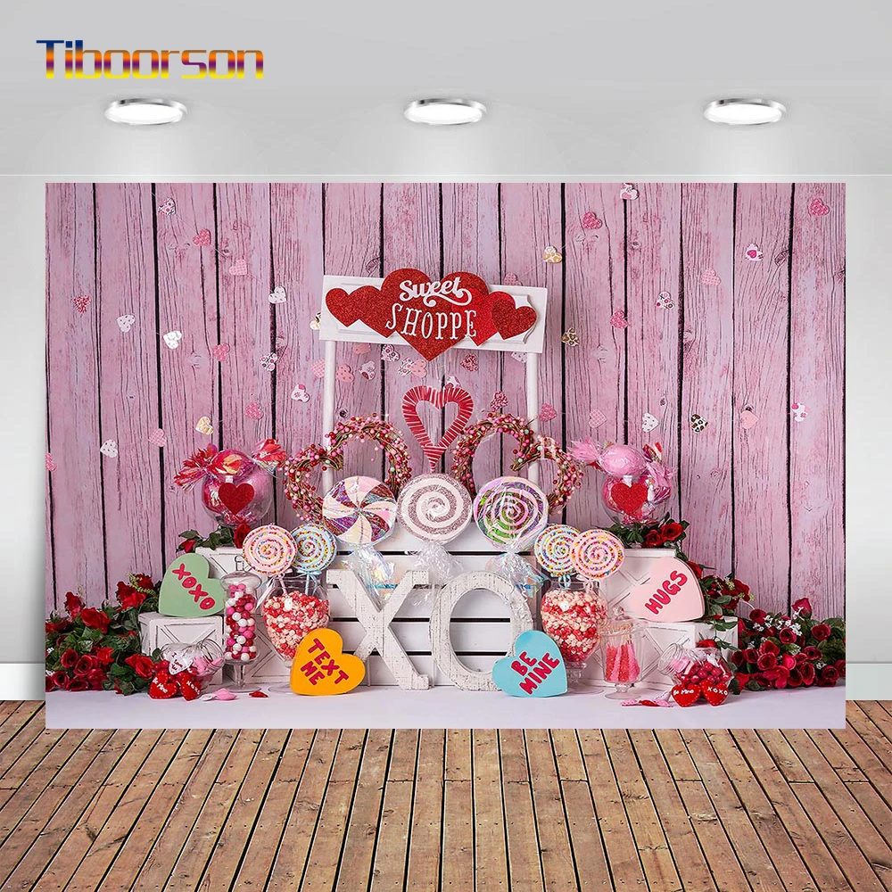 

Photography Backdrop For Valentine's Day Sweet Heart Candy Rose Flowers Background For Photoshoot Photo Banner For Photo Studio