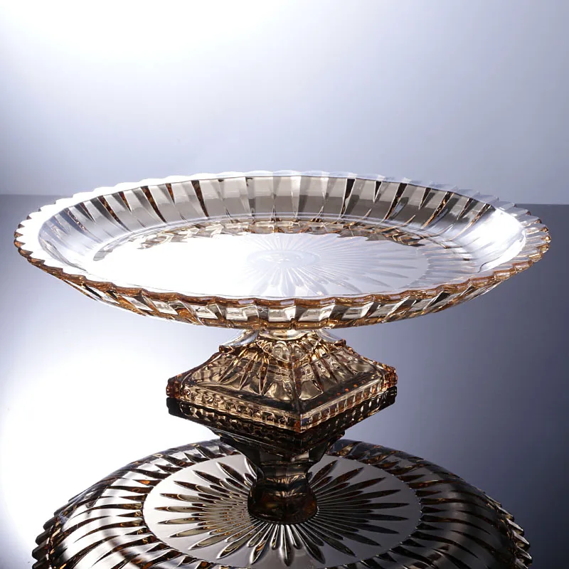 

Nordic Tray Crystal Round Luxury Decorative Fruit Rack Glass Dry Fruit Trinket Dish Candy Bandeja Comida Crystal Tableware CJD50