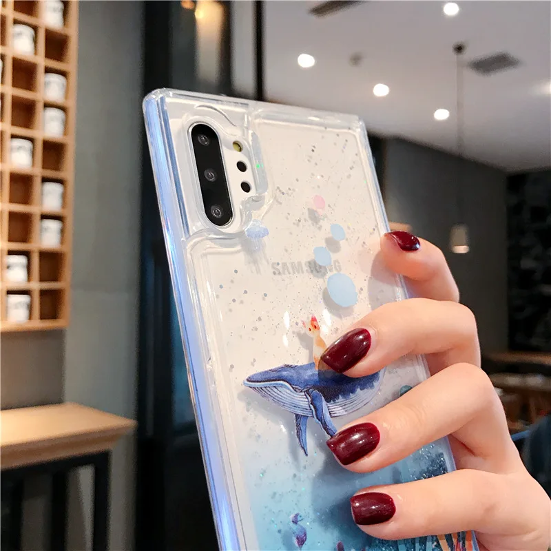 Чехол для Samsung Galaxy Note 10 Plus 5G Note10 9 8 S10 S9 S8 A50 A70 с зыбучим песком блестящим коралловым