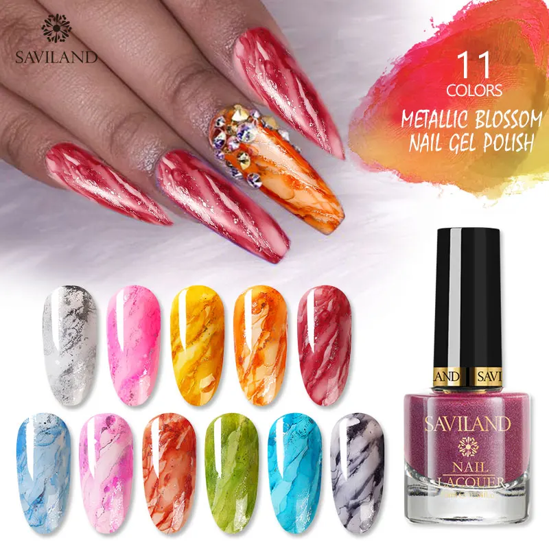 SAVILAND металлический цветной гель акварельные чернила для ногтей Цветущий УФ