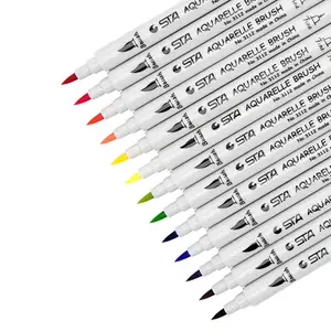 12 Pcs Mark Pen Double-end Needle Soft Pen Point Pen Calligraphy Sketch Brush Draw Hand Account Colour Pen