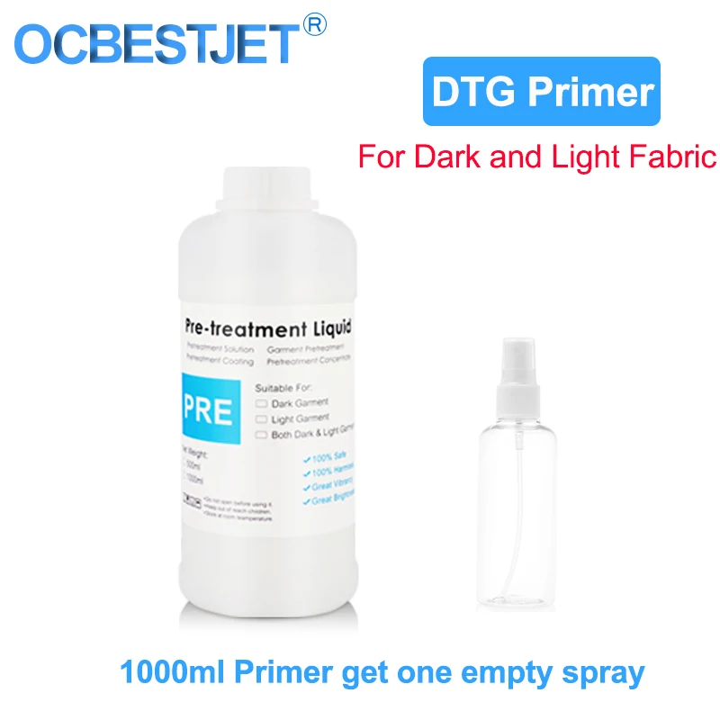 Têxtil para a Impressora de Dtg com Pulverizador Clara e Escura da Cor Líquido do Pré-tratamento do Primer de 1000ml Dtg para a Tinta de Matéria Vazio de 100ml para a Tela