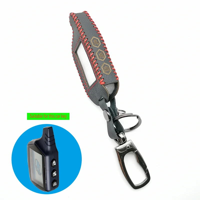 

2-way B9 LCD Keychain Remote Leather Case for Car Alarm System Security Starline Twage Russian Vehicle B9 Key Starter