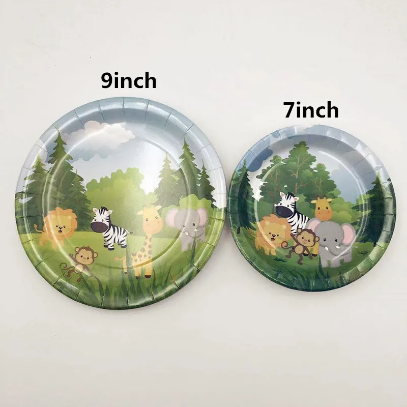 

8pcs Cartoon Cute Jungle Animal Disposable 7/9inch Paper Plates