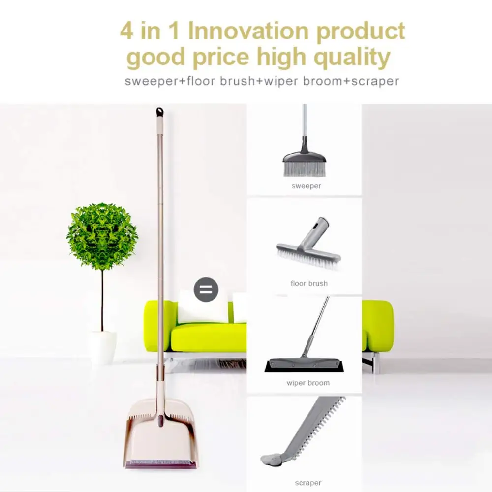 веник и совок набор Щетка пылесборник Cleanhome с длинной ручкой телескопическая