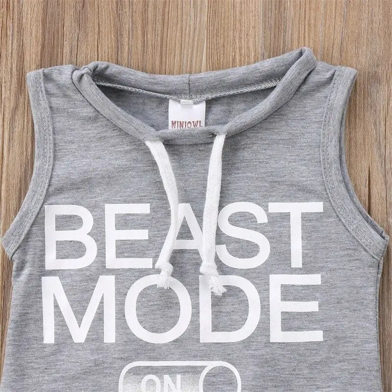 Newborn Toddler Baby Boy Boys Clothes Sleeveless Hoodie Cotton Romper Letter print Jumpsuit Outfits Baby Summer Clothing 0-24M