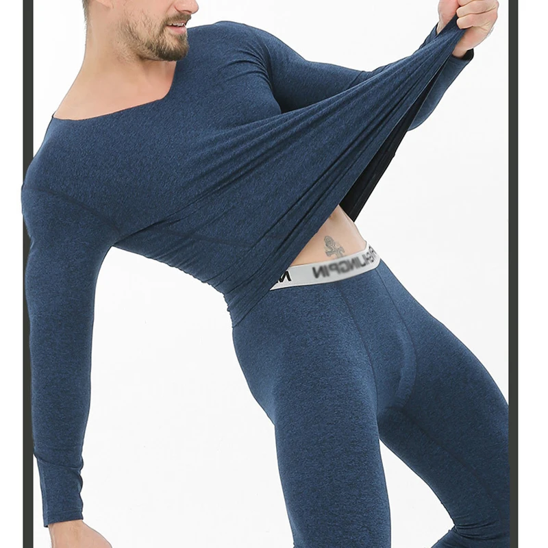 

Men Soft Thermo Underwear Thermal Winter Warm Underwear Sets Thicken Elastic Clothes V Neck Male Underwear Thermal Plus Size 4XL
