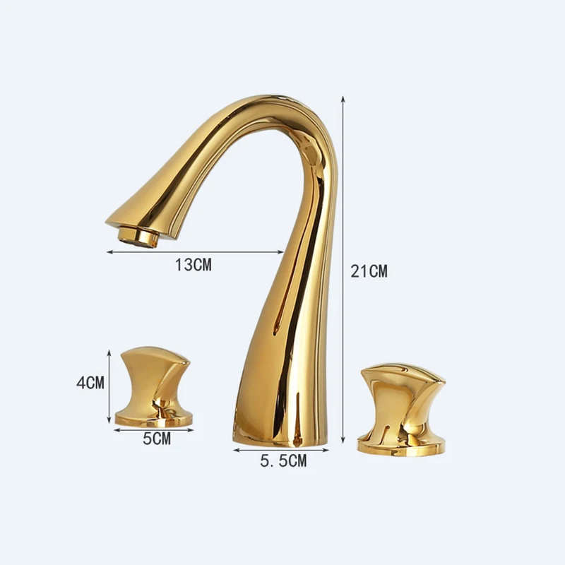 

WANFAN Golden Polished Bathroom Basin Faucet Sink Mixer Tap Double Handle Hot And Cold Water Faucet Deck Mounted S79-376
